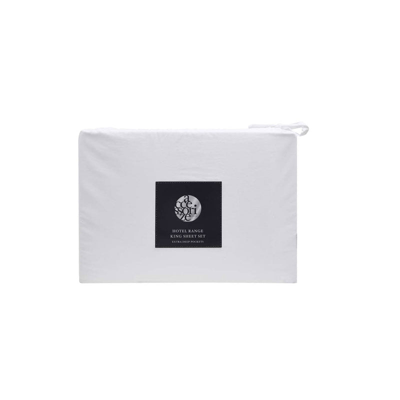 Accessorize White Piped Hotel Deluxe Cotton Sheet Set Queen Payday Deals