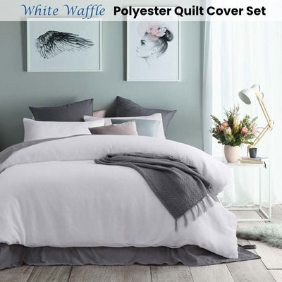 Accessorize White Waffle Polyester Quilt Cover Set King Payday Deals