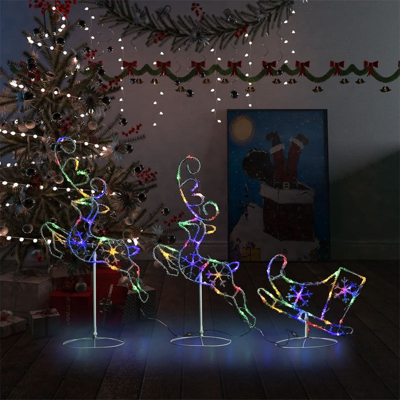 Acrylic Christmas Flying Reindeer&Sleigh 260x21x87cm Colourful Payday Deals