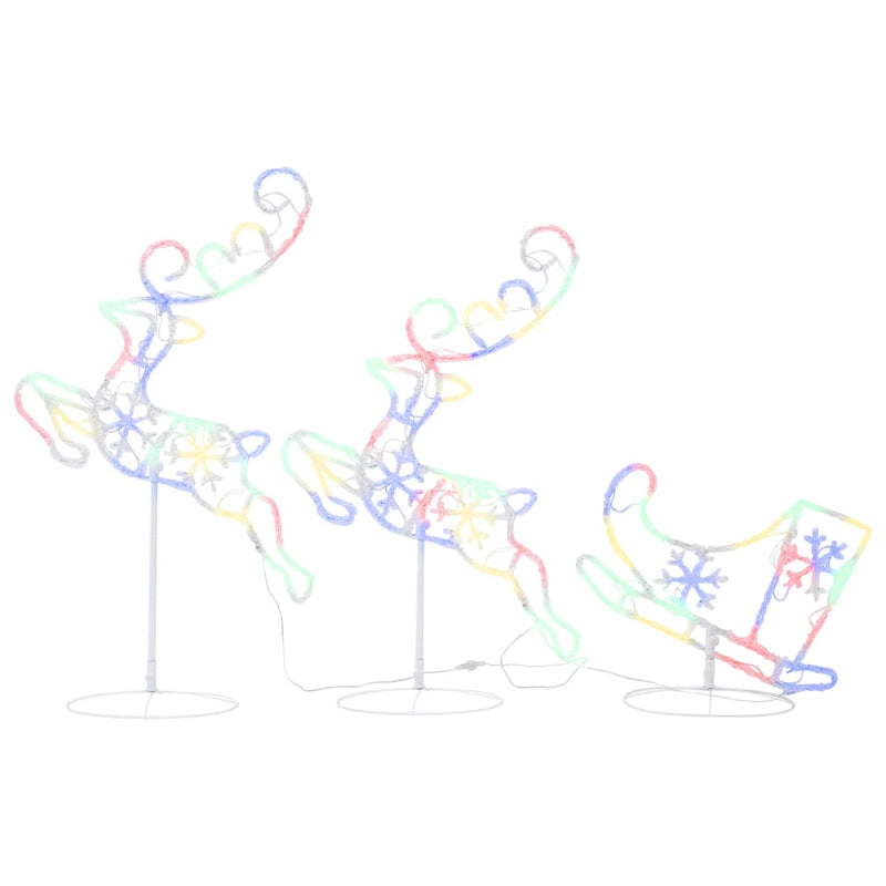 Acrylic Christmas Flying Reindeer&Sleigh 260x21x87cm Colourful Payday Deals
