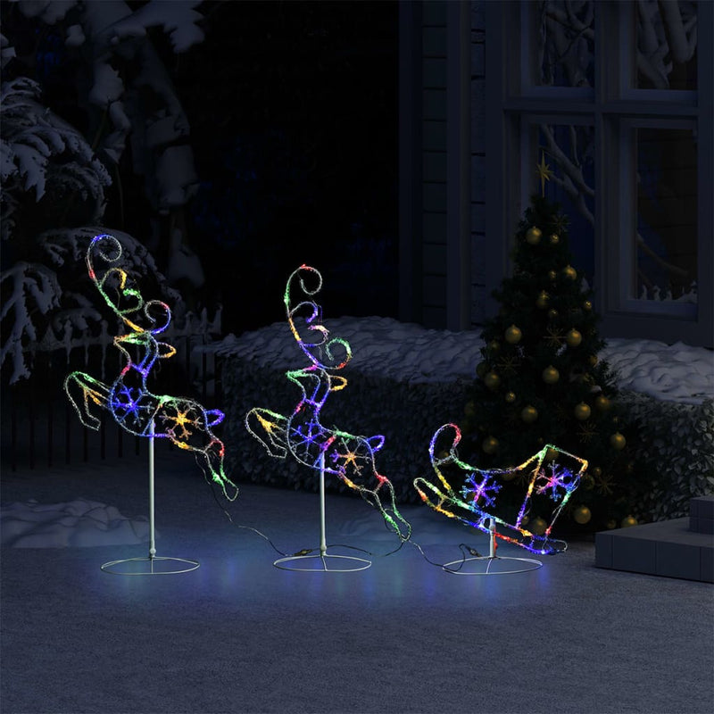 Acrylic Christmas Flying Reindeer&Sleigh 260x21x87cm Colourful Payday Deals