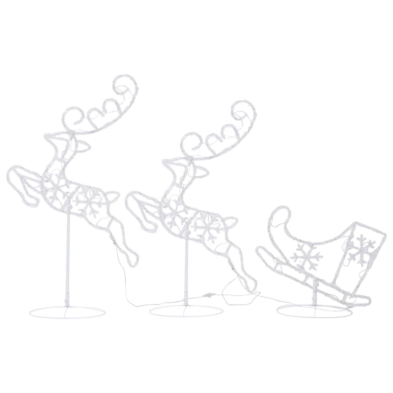 Acrylic Christmas Flying Reindeer&Sleigh 260x21x87cm Colourful Payday Deals