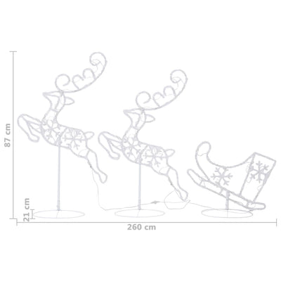 Acrylic Christmas Flying Reindeer&Sleigh 260x21x87cm Colourful Payday Deals