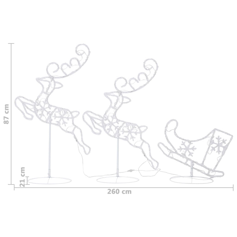 Acrylic Christmas Flying Reindeer&Sleigh 260x21x87cm Colourful Payday Deals