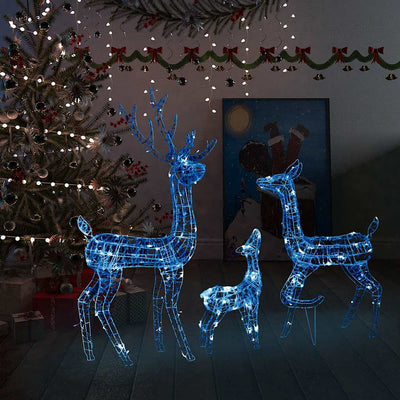 Acrylic Reindeer Family Christmas Decoration 300 LED Blue Payday Deals