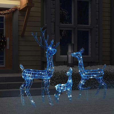 Acrylic Reindeer Family Christmas Decoration 300 LED Blue Payday Deals