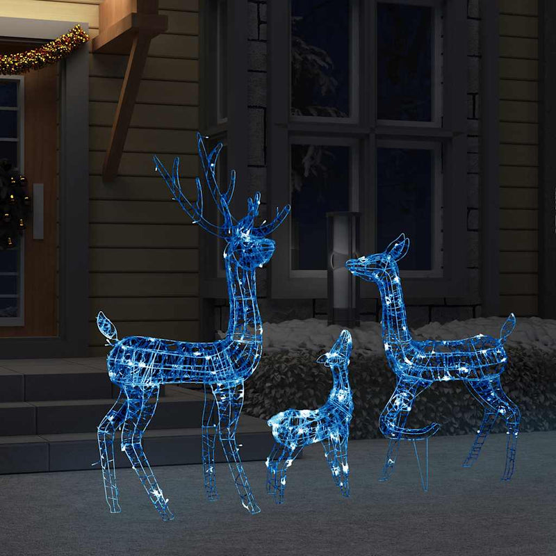 Acrylic Reindeer Family Christmas Decoration 300 LED Blue Payday Deals