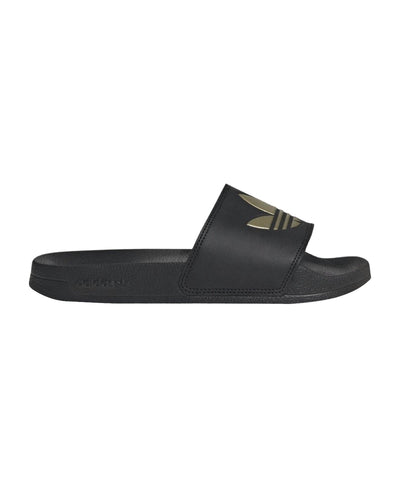 Adidas Black Casual Slides with Gold Accents in Core Black - 6 US