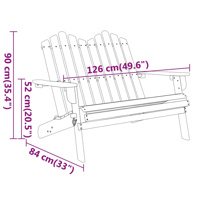 Adirondack Garden Bench 126 cm Solid Wood Acacia Payday Deals