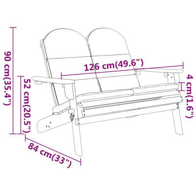 Adirondack Garden Bench with Cushions 126 cm Solid Wood Acacia Payday Deals