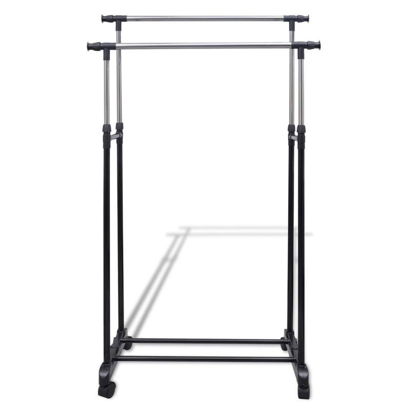 Adjustable Clothes Rack 4 Castors 2 Hanging Rails Payday Deals