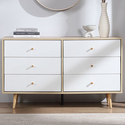 Adriana 6 Chest of Drawers Dresser | Lowboy Storage Cabinet in Scandinavian Style for Modern Living