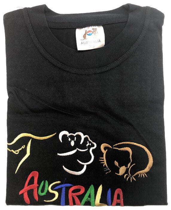 Adult Australia T Shirt Kangaroo Koala 100% Cotton Souvenir Tee Top - Black Payday Deals