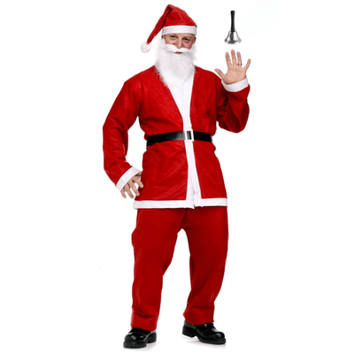 ADULT SANTA CLAUS COSTUME w Bell Suit Father Xmas Party Father Christmas