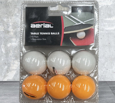 Aerial 1 Pack of 6 Table Tennis Balls - White & Orange Payday Deals