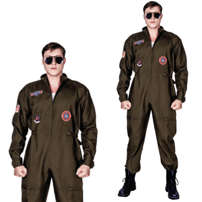 AIR FORCE FIGHTER PILOT COSTUME Top Gun Space Costume Halloween Jumpsuit Payday Deals