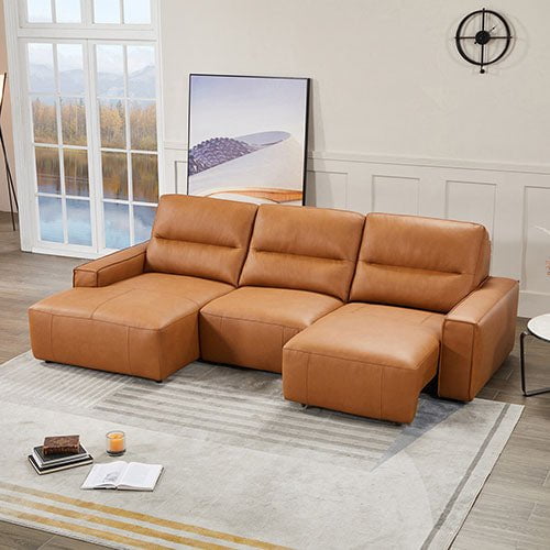 Albany 3 Seater Sectional Chaise Genuine Leather Sofa Bed Payday Deals