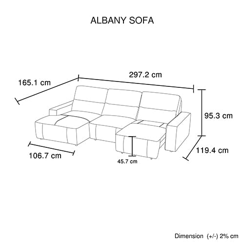 Albany 3 Seater Sectional Chaise Genuine Leather Sofa Bed Payday Deals