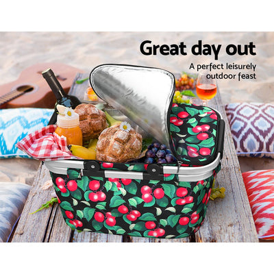 Alfresco Folding Picnic Bag Basket Cooler Hamper Camping Hiking Insulated Lunch Payday Deals