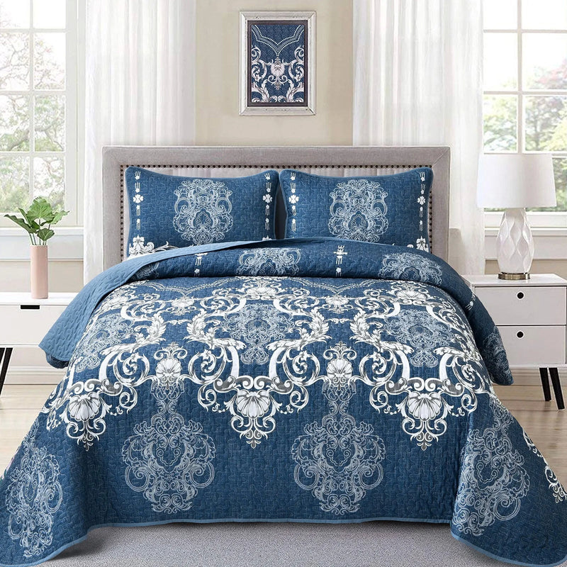 Alluring Quilted bedspread and pillowcovers set: Luxurious Bedroom Addition - Queen size Payday Deals