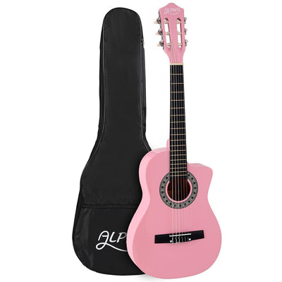 Alpha 34 Inch Classical Guitar Wooden Body Nylon String Beginner Kids Gift Pink Payday Deals