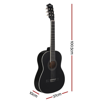 Alpha 39 Inch Classical Guitar Wooden Body Nylon String Beginner Gift Black Payday Deals