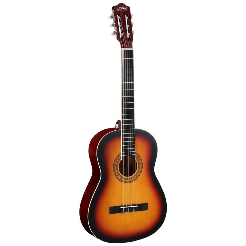 Alpha 39 Inch Classical Guitar Wooden Body Nylon String Beginner Gift Sunburst Payday Deals