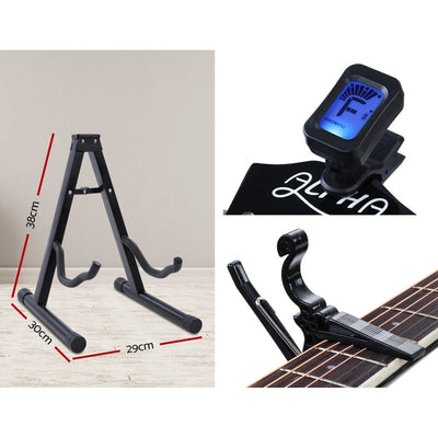 ALPHA 41 Inch Wooden Acoustic Guitar with Accessories set Black Payday Deals