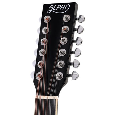 Alpha 42 Inch Acoustic Guitar 12 Strings w/ Equaliser Electric Output Jack Black Payday Deals