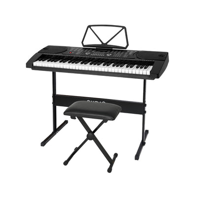 Alpha 61 Keys Electronic Piano Keyboard Digital Electric w/ Stand Stool Black Payday Deals