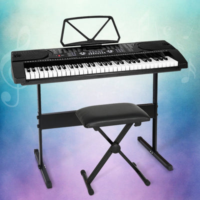 Alpha 61 Keys Electronic Piano Keyboard Digital Electric w/ Stand Stool Black Payday Deals