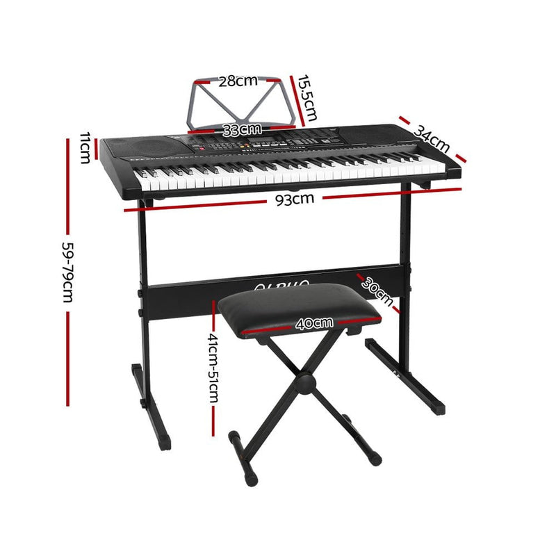 Alpha 61 Keys Electronic Piano Keyboard Digital Electric w/ Stand Stool Lighted Payday Deals