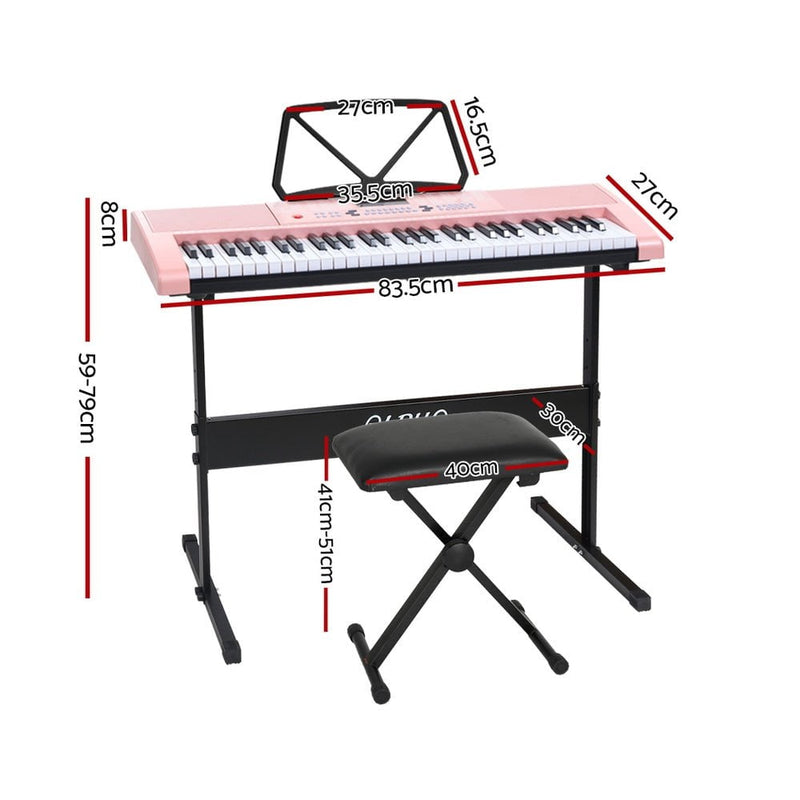 Alpha 61 Keys Electronic Piano Keyboard Digital Electric w/ Stand Stool Pink Payday Deals