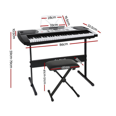 Alpha 61 Keys Electronic Piano Keyboard Digital Electric w/ Stand Stool Silver Payday Deals