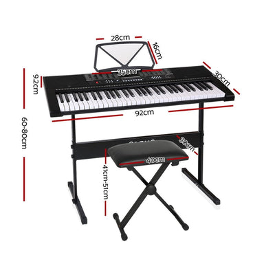 Alpha 61 Keys Electronic Piano Keyboard Digital Electric w/ Stand Stool Speaker Payday Deals