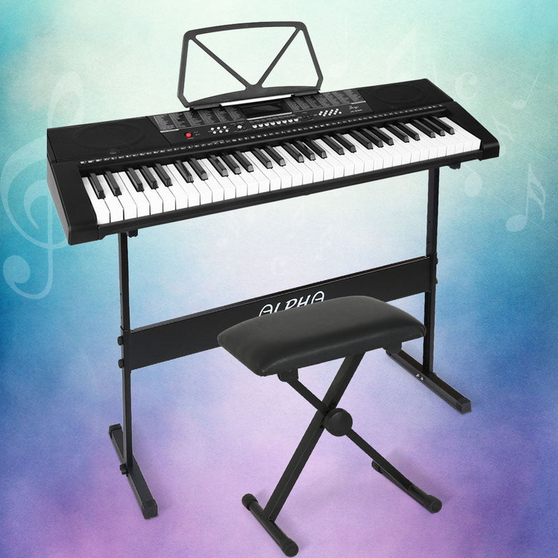 Alpha 61 Keys Electronic Piano Keyboard Digital Electric w/ Stand Stool Speaker Payday Deals
