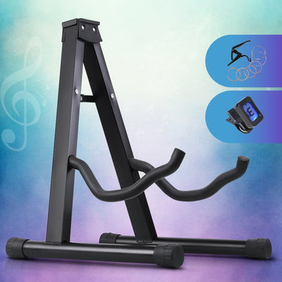 ALPHA Folding Acoustic Guitar Stand Bass Floor Rack Holder Accessories Pack Payday Deals