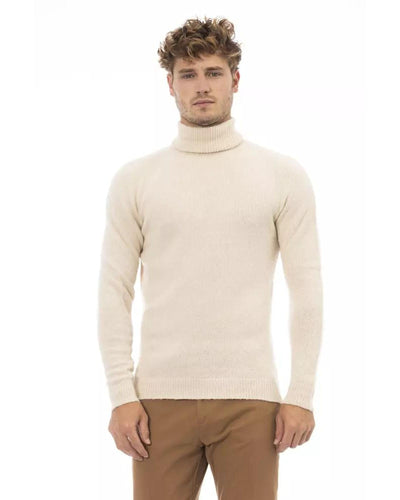 Alpha Studio Men's Beige Alpaca Leather Sweater - 52 IT