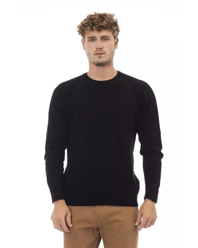 Alpha Studio Men's Black Viscose Sweater - 48 IT Payday Deals