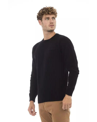 Alpha Studio Men's Black Viscose Sweater - 48 IT Payday Deals