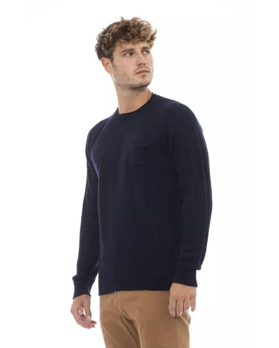 Alpha Studio Men's Blue Viscose Sweater - 50 IT Payday Deals
