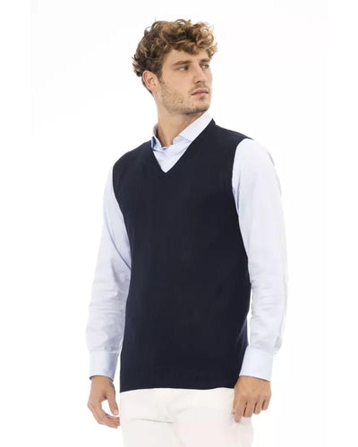 Alpha Studio Men's Blue Viscose Vest - 46 IT Payday Deals