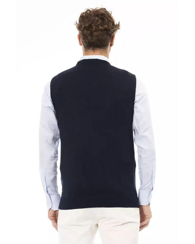 Alpha Studio Men's Blue Viscose Vest - 46 IT Payday Deals