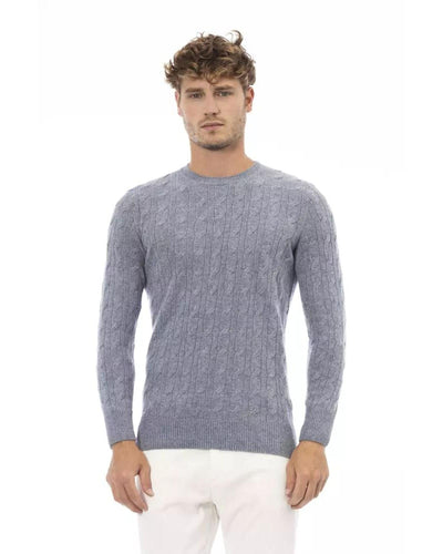 Alpha Studio Men's Light Blue Viscose Sweater - 50 IT