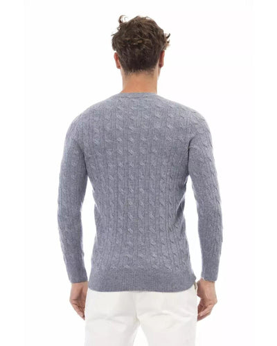 Alpha Studio Men's Light Blue Viscose Sweater - 52 IT Payday Deals
