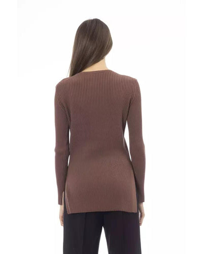 Alpha Studio Women's Brown Viscose Sweater - 42 IT Payday Deals