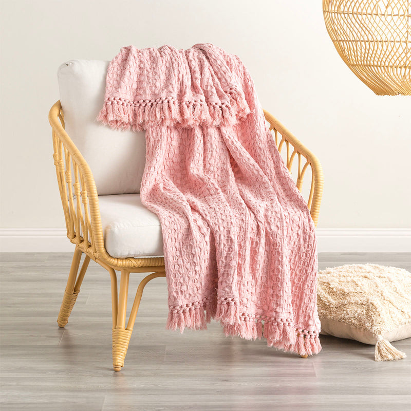 Alysian Washed Cotton Textured Blush Throw by Renee Taylor Payday Deals