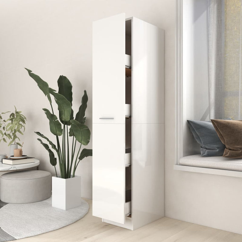 Apothecary Cabinet High Gloss White 30x42.5x150 cm Engineered Wood Payday Deals
