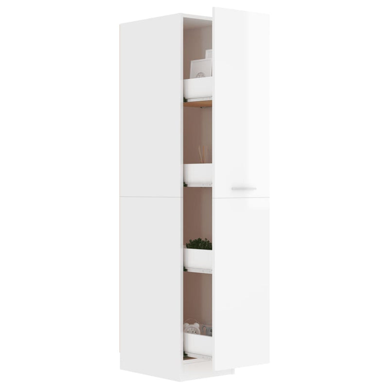 Apothecary Cabinet High Gloss White 30x42.5x150 cm Engineered Wood Payday Deals