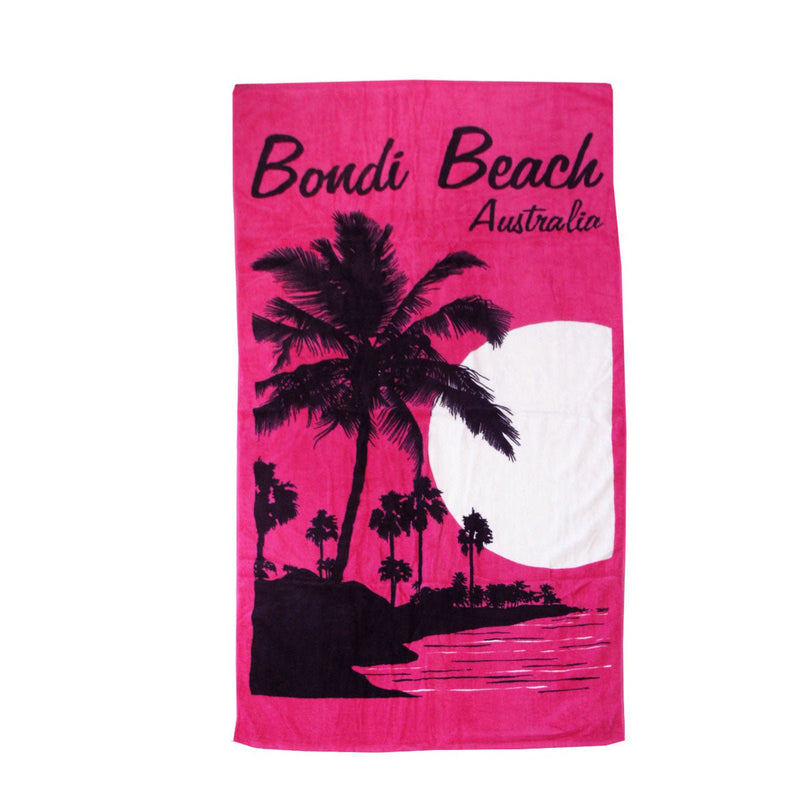 Aqua Blu Bondi Beach Pink 100% Cotton Beach Towel 80 x 150 cm Payday Deals